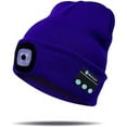 thumbnail image 1 of Morttic Unisex Bluetooth Beanie Hat with Light,4 LED USB Rechargeable Wireless Headphones Tech Caps (Blue), 1 of 9