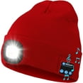 thumbnail image 1 of Morttic Unisex Bluetooth Beanie with Headlight,Upgraded Musical Knitted Cap with Headphone & Mic,Gifts for Men Women (Red), 1 of 13