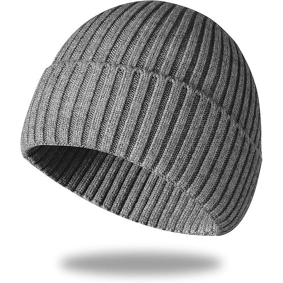 Morttic Unisex Cuffed Beanie for Women Winter Knit Beanie Men Cuff Beanie Skull Cap Ski Hat (Gray)