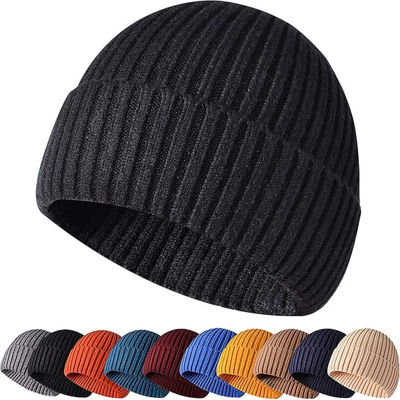 Morttic Unisex Knit Beanie for Men Women , Winter Hats Warm Classic Daily Cuffed Skull Caps (Black)