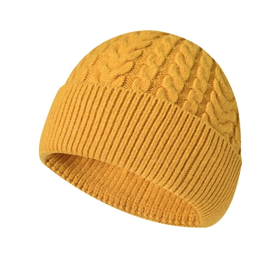 Morttic Unisex Knitted Beanie Hats Winter Soft Warm Cuffed Men Women Wool Skull Cap (Yellow)