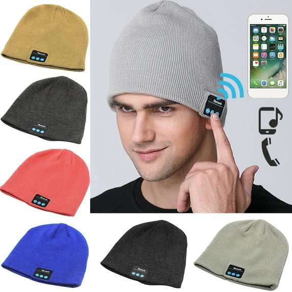 Morttic Unisex Knitted Wireless Smart Bluetooth 5.0 Beanie Hat Musical Knit Headset Cap with Headphone Speaker Mic for Outdoor Sport (Light Grey)