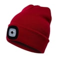 thumbnail image 1 of Morttic Unisex LED Beanie Hat with Light, USB Rechargeable Hands Free 4 LED Headlamp Cap, Warm Winter Knitted Hat with LED Flashlight for Hiking, Biking, Camping (Red), 1 of 9