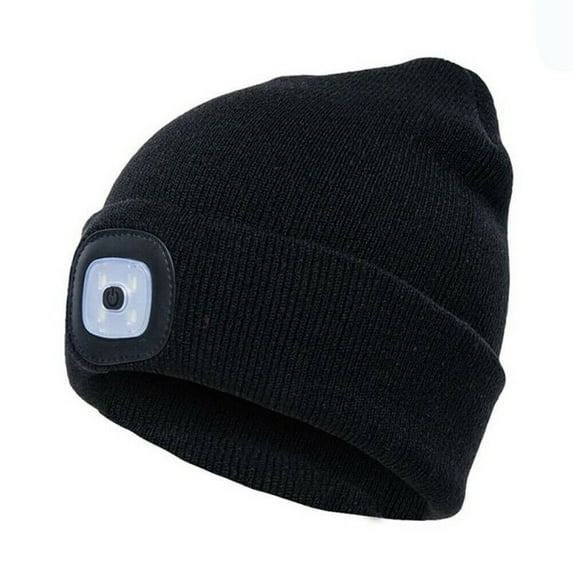 Morttic Unisex LED Beanie Hat with Light, USB Rechargeable Headlamp Beanie, Gifts for Kids Boys Girls Warm Knitted Cap (Black)