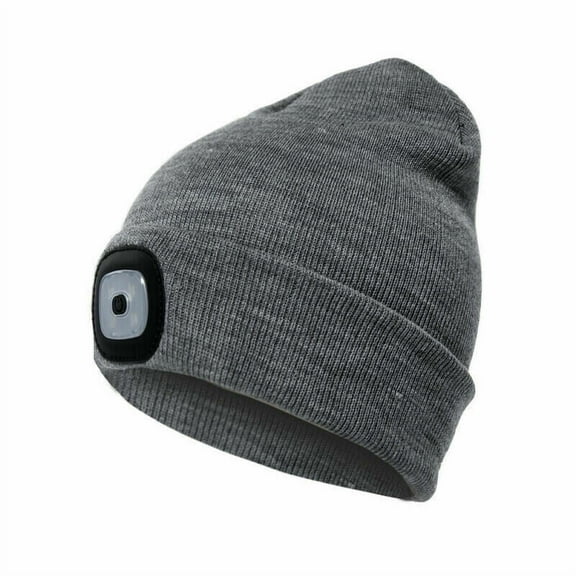 Morttic Unisex LED Beanie Hat with Light, USB Rechargeable Headlamp Beanie, Gifts for Kids Boys Girls Warm Knitted Cap (Dark Grey)