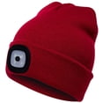 thumbnail image 1 of Morttic Unisex LED Lighted Beanie Cap, Hands Free 4 LED Headlamp Cap, Warm Winter Knitted Hat with LED Flashlight for Hiking, Biking, Camping (Red,For Adults), 1 of 7