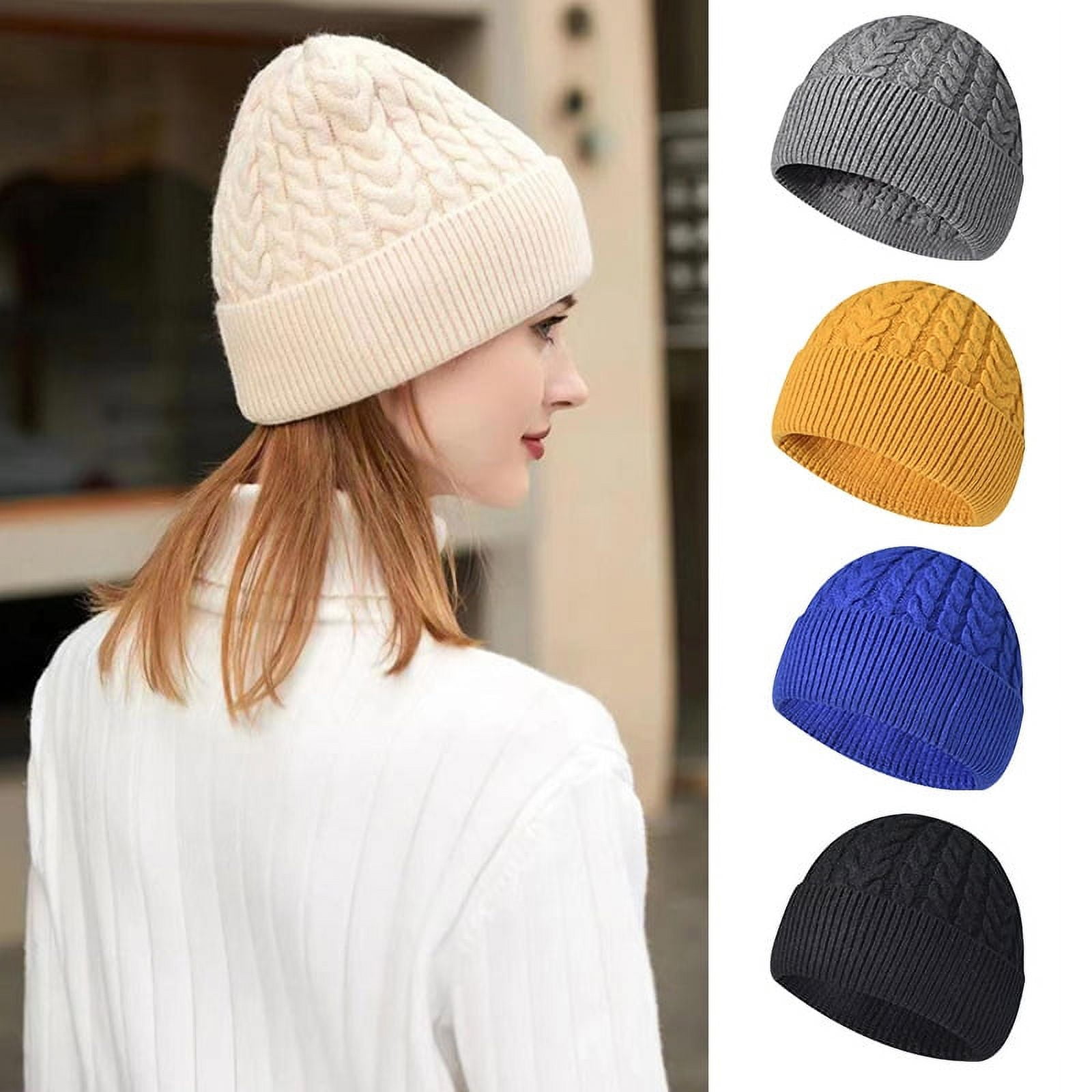 Thick Cuffed Knitted Winter Hat Unisex Retro Skull Cap Classic Style Amazon.com: Fashion Fall Winter Knitted Hat Skull Cap Sailor  main image 3