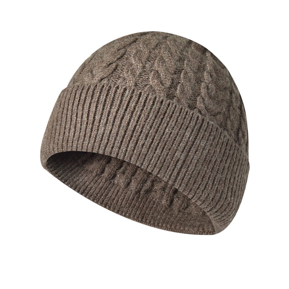 Morttic Unisex Winter Cuff Knit Beanie Soft Warm Thick Cable Wool Skull Cap For Men Women Daily Wear (Coffee)