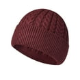 thumbnail image 1 of Morttic Winter Hat Warm Knitted Thick Cable Beanie Unisex Cuffed Wool Skull Cap for Men Women Gifts (Wine Red), 1 of 5