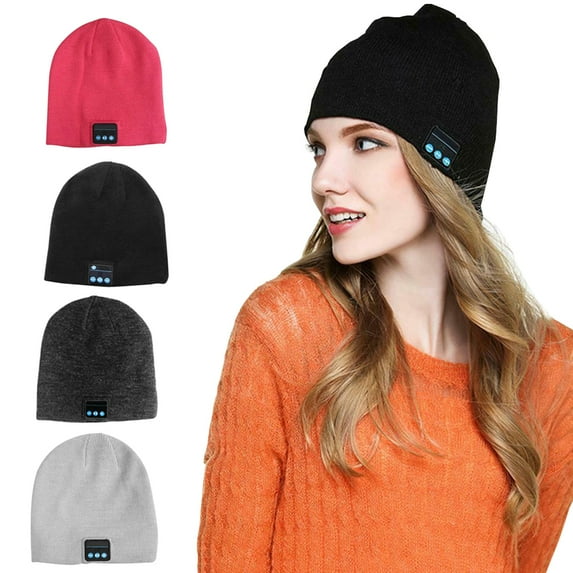 Morttic Wireless Bluetooth Beanie Hat, Men Women Music Knitted Cap with Headphone Headset Earphone Stereo Speakers and Mic Hands Free Hat for Outdoor Sports (Rose Red)