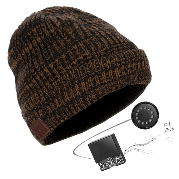 Morttic Wireless Bluetooth Headphones Hats Bluetooth Earphone With Mic Winter Warm Music Cap Headphones Fashion Mixed color Hat for Men Women (Brown)