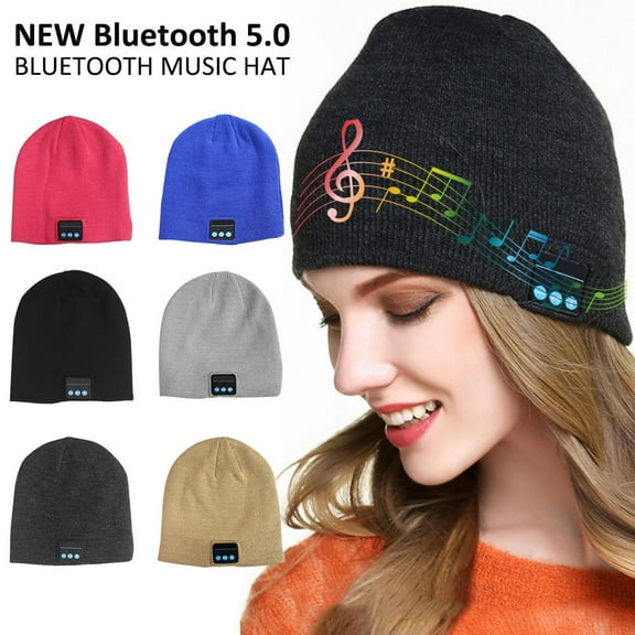 Morttic Wireless Smart Bluetooth Beanie Hat 4.2 Musical Knit Headset Cap with Headphone Speaker Mic for Men Women Outdoor Sport(Blue)