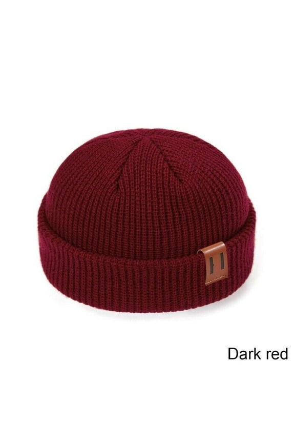 Women Men Mini Fisherman Beanie Hat Winter Warm Knitted Ribbed Docker Skull Cap