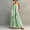 thumbnail image 1 of Morttic Women's Chic Spaghetti Strap Sleeveless Maxi Dress – Side Pockets Casual Summer Sundress Beach & Vacation Outfit Light Green，M, 1 of 2