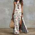 thumbnail image 1 of Morttic Women's Elegant Floral Print Halter Neck Sleeveless High Split Maxi Dress – Flowy A-Line Bohemian Holiday Dress Picture 4，S, 1 of 3