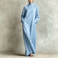 thumbnail image 1 of Morttic Women's Elegant Minimalist High Neck Maxi Dress – Lantern Long Sleeve Loose Casual Long Dress with Side Pockets Sky Blue，L, 1 of 2