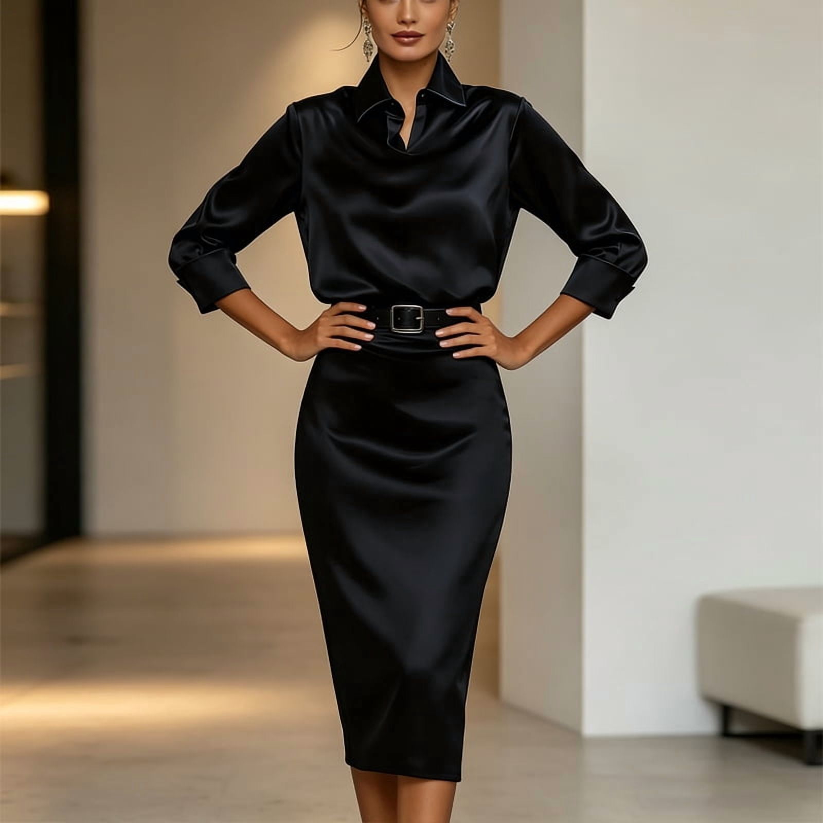 black satin cowl midi dress Black Satin Cowl Neck Midi Slip Dress