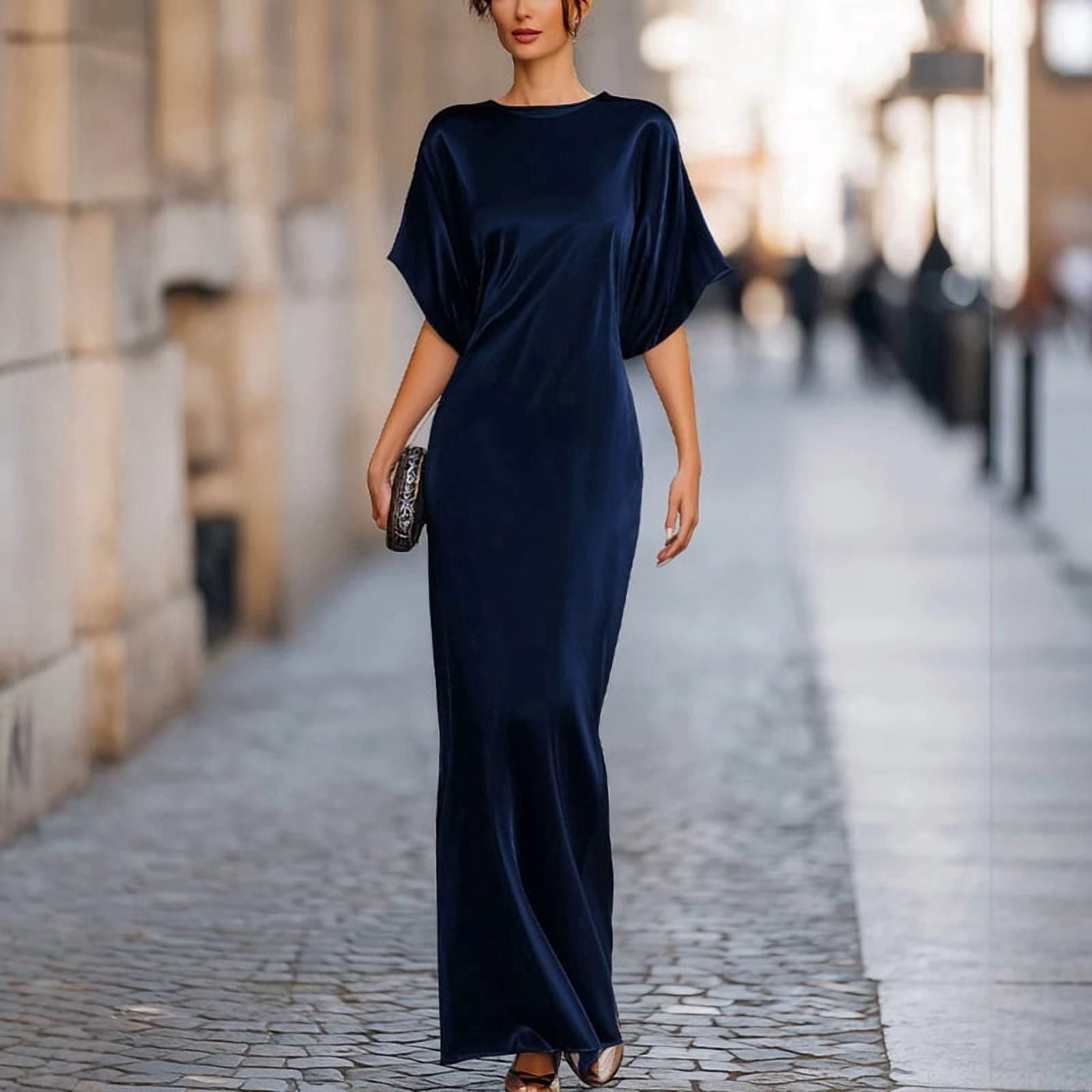 blue solid dress Royal Fit and Flare Maxi with Black and statement jewelry for a complete red Women's Blue Dresses | Nordstrom