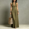 thumbnail image 1 of Morttic Women's Elegant Sleeveless Lapel Shirt Dress – Solid Color Front Button Slim Fit Long Dress with Side Pockets Green，XL, 1 of 2