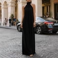 thumbnail image 1 of Morttic Women's Halter Neck Maxi Dress – Solid Color Elegant Sleeveless Bohemian Style for Weddings & Evening Events Black，XXL, 1 of 2