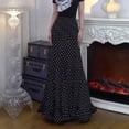 thumbnail image 1 of Morttic Women's Polka Dot Mermaid Long Skirt – High Waist Ruched Hip, Flared Fish Tail Hem, Formal & Casual Maxi Skirt Black，S, 1 of 6