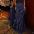 thumbnail image 1 of Morttic Women's Polka Dot Mermaid Long Skirt – High Waist Ruched Hip, Flared Fish Tail Hem, Formal & Casual Maxi Skirt Navy Blue，XXL, 1 of 4