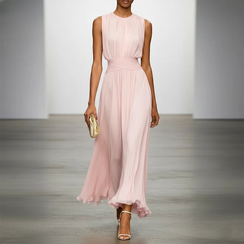 pleated maxi dress pink Clouds Of Love Strapless Size XS from Hello Molly slip strips and a sweetheart Morttic Women's Solid Color Sleeveless