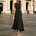 thumbnail image 1 of Morttic Women's Stylish Sleeveless Crew Neck Polka Dot A-Line Slimming Long Dress Perfect for Parties, Dates & Gifts Black，XXL, 1 of 4