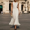 thumbnail image 1 of Morttic Women's Stylish Sleeveless Crew Neck Polka Dot A-Line Slimming Long Dress Perfect for Parties, Dates & Gifts White，S, 1 of 5