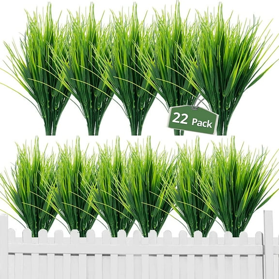 Morttic12 Bundles Fake Wheat Artificial Grass Plant,Wheat Grass Plant-Adjustable Branches No Fade& Realistic Look-for Home Decor (Green)