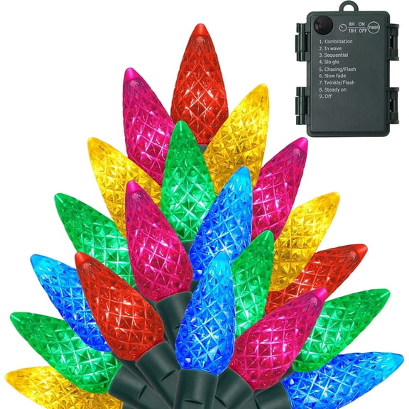 Morttic16ft Christmas String Lights, Battery 50 LED Pine Cone String Lights with 8 Lighting Modes & Timer for Patio Xmas Tree Wedding Party Decoration