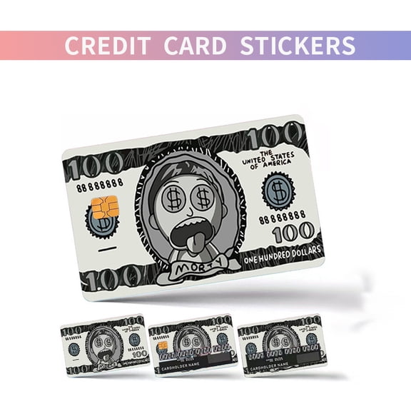 Morty 100 Dollar Bill Credit Card Sticker, Bank Card Skin Cover,Personalized Stocking Stuffers Gift 4 Pack
