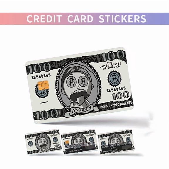 Morty 100 Dollar Bill Credit Card Sticker, Bank Card Skin Cover,Personalized Stocking Stuffers Gift 4 Pack