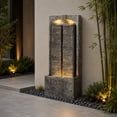 thumbnail image 1 of Morufur 39“ Outdoor Water Fountain with Pump, Modern Cascading Freestanding Wall Fountain with Warm LED Lights for Patio Porch Law, Gray, 1 of 8