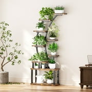 Morufur Plant Stand Indoor with Grow Lights - 63.5" Tall Plant Shelf, Lighted Corner Plant Stands for Indoor Growing, 9 Tiered Large Flower Holder, C-Shape Flower Stand Display Rack for Living Room