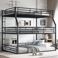 thumbnail image 1 of Morufur Triple Bunk Bed, Full XL Over Queen Over Queen Metal Bunk Bed Frame with Guardrails & Ladders, Heavy-Duty 3-Tier Bunk Beds for Teens Adults, No Box Spring Needed, Black, 1 of 8
