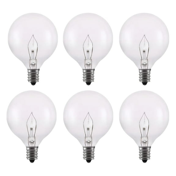 KHAOSEN G50 25W Clear Globe Wax Warmer Light Bulbs, Long Lifespan (6 Pack)