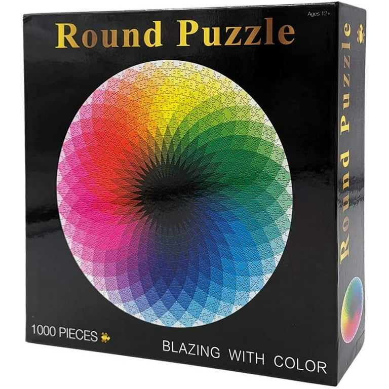 Moruska 1000 Piece Puzzles for Adults Teen Gradient Color Rainbow Large Round Jigsaw Puzzle Difficult and Challenge