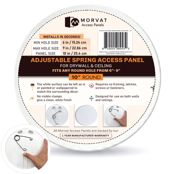Morvat 10" Round Adjustable Spring Access Panel for Drywall & Ceiling
