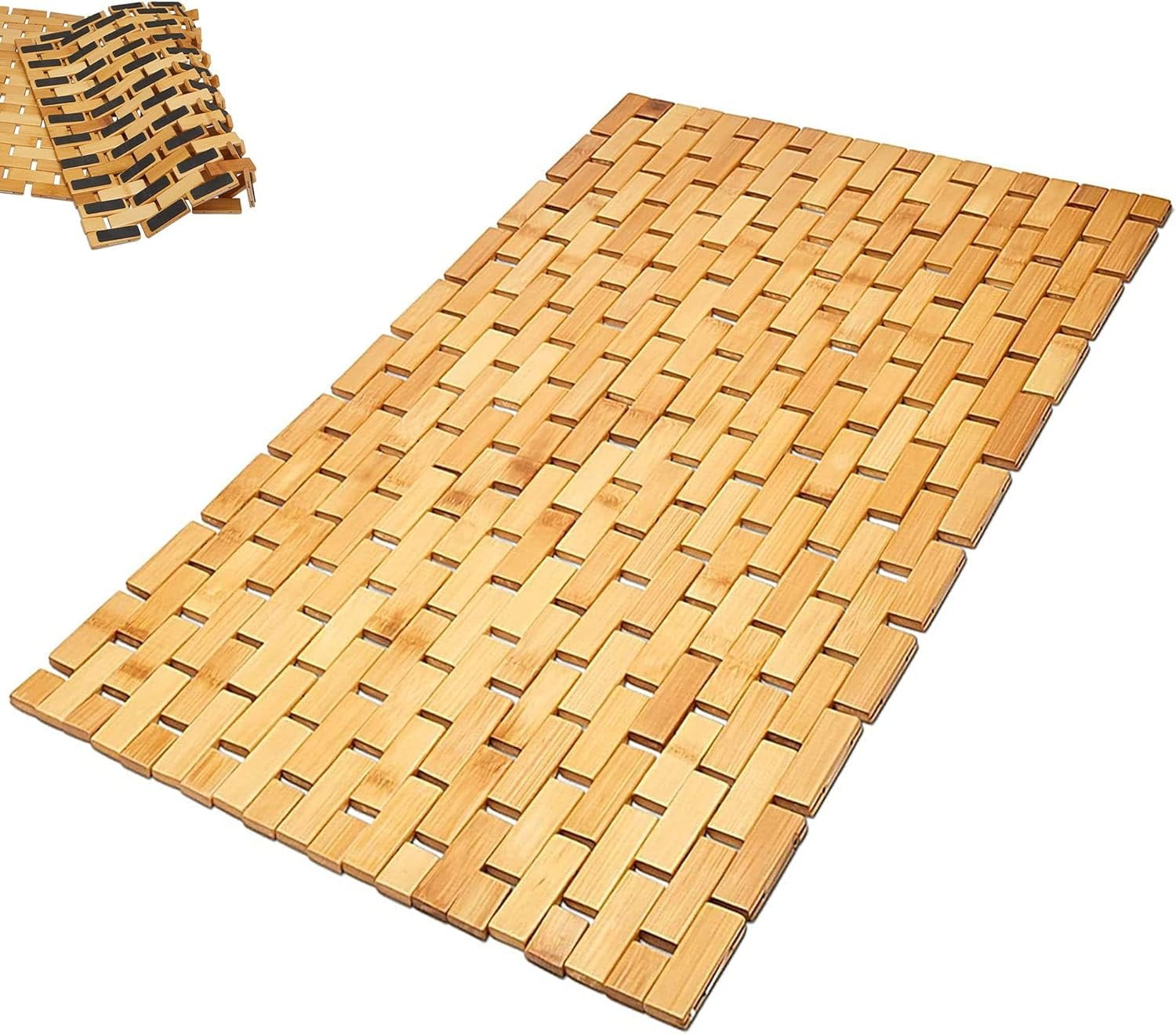 Morvat Bamboo Adjustable Water Resistant Shower Mat