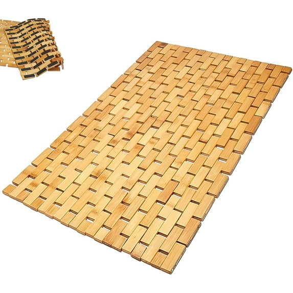 Morvat Bamboo Adjustable Water Resistant Shower Mat