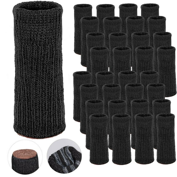Morvat Black Furniture Leg Socks for Table, Chairs, & Furniture, Large, 32 Pack