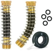 Morvat Brass Metal Spring Coiled Outdoor Garden Hose Kink Protector, 2-Pack