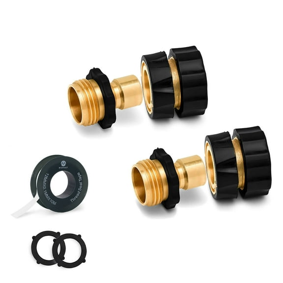 Morvat Brass Quick Hose Connector, Easily Add Attachments to Garden Hose, 2 Pack