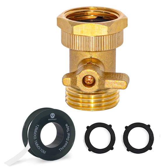 Morvat Heavy Duty Brass Garden Hose Connector Shut off Valve