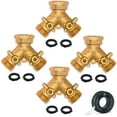 thumbnail image 1 of Morvat Heavy Duty Hexagonal Brass 2 Way Garden Hose Y Splitter, 4 Pack, 1 of 7