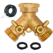 Morvat Heavy Duty Hexagonal Brass 2 Way Garden Hose Y Splitter