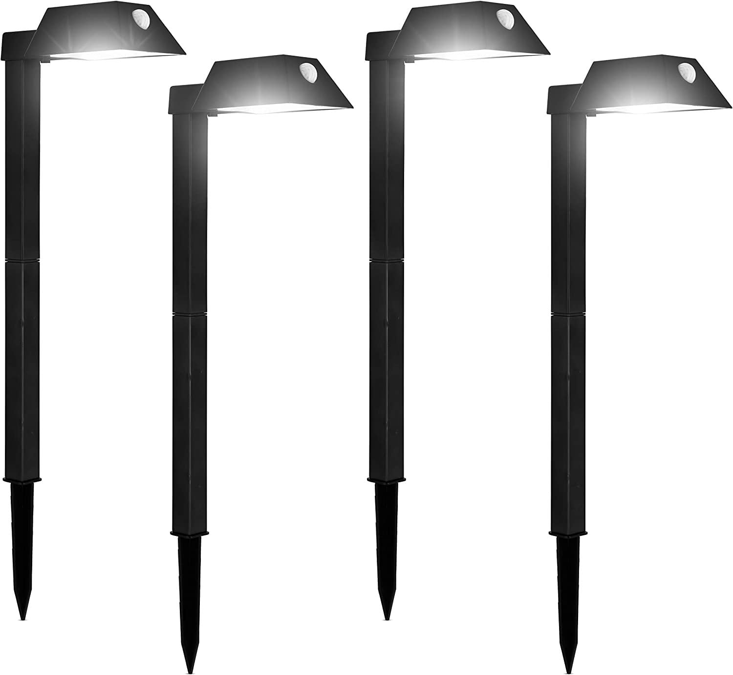 Black Solar LED Motion Sensor Pathway Lights, 4 Pack