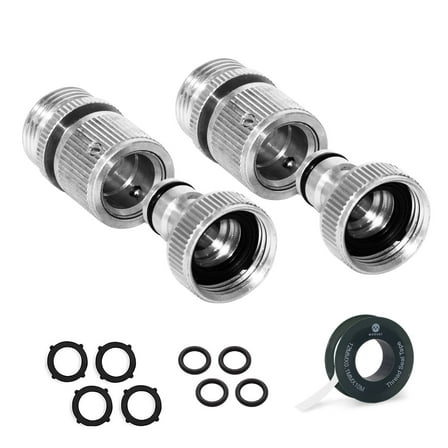 Morvat Nickel Plated Brass Quick Connect Hose Fittings for Source Connections, 2 Pack