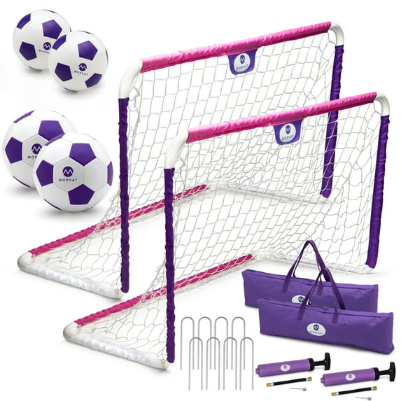 Morvat Pink & Purple Soccer Goal Net Set for Kids, Indoors & Outdoors, 2 Pack